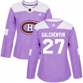 Adidas Montreal Canadiens #27 Alex Galchenyuk Purple Authentic Fights Cancer Women's Stitched NHL Jersey