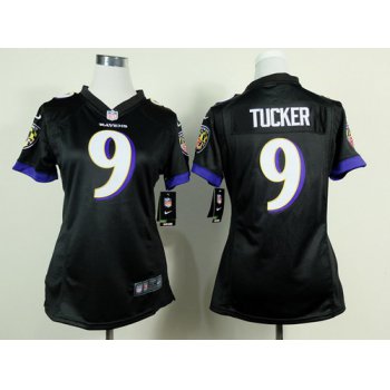 Nike Baltimore Ravens #9 Justin Tucker 2013 Black Game Womens Jersey