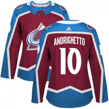 Adidas Colorado Avalanche #10 Sven Andrighetto Burgundy Home Authentic Women's Stitched NHL Jersey