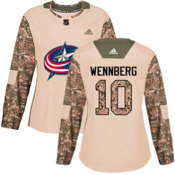 Adidas Columbus Blue Jackets #10 Alexander Wennberg Camo Authentic 2017 Veterans Day Women's Stitched NHL Jersey