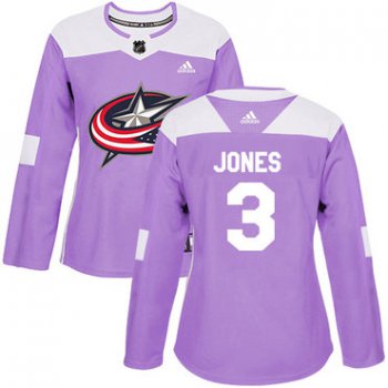 Adidas Columbus Blue Jackets #3 Seth Jones Purple Authentic Fights Cancer Women's Stitched NHL Jersey