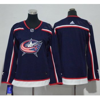 Adidas Columbus Blue Jackets Blank Navy Blue Home Authentic Women's Stitched NHL Jersey