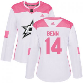 Adidas Dallas Stars #14 Jamie Benn White Pink Authentic Fashion Women's Stitched NHL Jersey