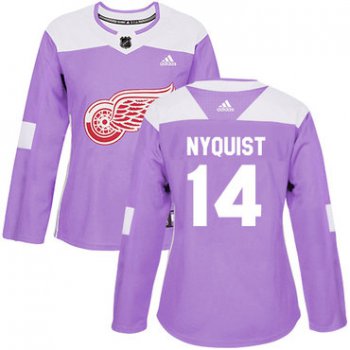 Adidas Detroit Red Wings #14 Gustav Nyquist Purple Authentic Fights Cancer Women's Stitched NHL Jersey