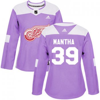 Adidas Detroit Red Wings #39 Anthony Mantha Purple Authentic Fights Cancer Women's Stitched NHL Jersey