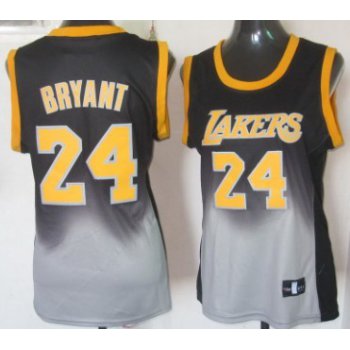 Los Angeles Lakers #24 Kobe Bryant Black/Gray Fadeaway Fashion Womens Jersey