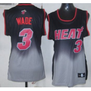 Miami Heat #3 Dwyane Wade Black/Gray Fadeaway Fashion Womens Jersey