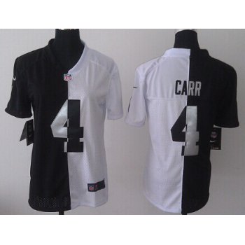 Nike Oakland Raiders #4 Derek Carr Black/White Two Tone Womens Jersey