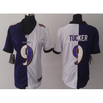 Nike Baltimore Ravens #9 Justin Tucker Purple/White Two Tone Womens Jersey