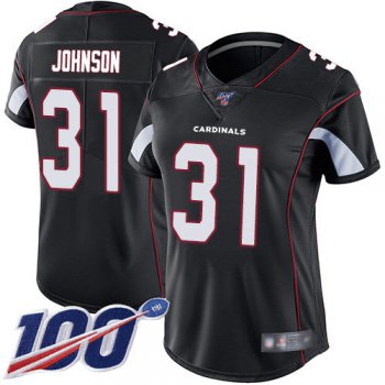 Nike Cardinals #31 David Johnson Black Alternate Women's Stitched NFL 100th Season Vapor Limited Jersey