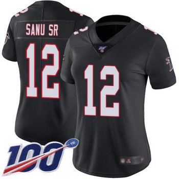 Nike Falcons #12 Mohamed Sanu Sr Black Alternate Women's Stitched NFL 100th Season Vapor Limited Jersey