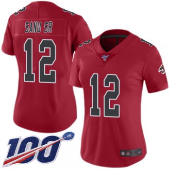 Nike Falcons #12 Mohamed Sanu Sr Red Women's Stitched NFL Limited Rush 100th Season Jersey