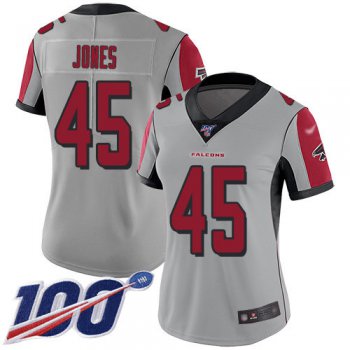 Nike Falcons #45 Deion Jones Silver Women's Stitched NFL Limited Inverted Legend 100th Season Jersey