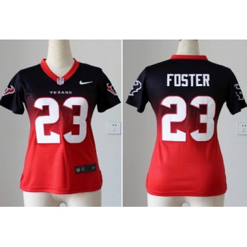 Nike Houston Texans #23 Arian Foster Blue/Red Fadeaway Womens Jersey