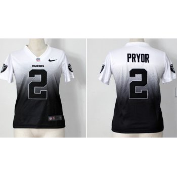 Nike Oakland Raiders #2 Terrelle Pryor White/Black Fadeaway Womens Jersey