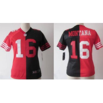Nike San Francisco 49ers #16 Joe Montana Red/Black Two Tone Womens Jersey
