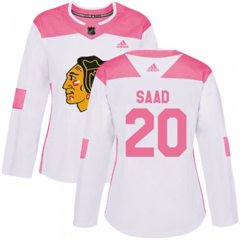 Adidas Chicago Blackhawks #20 Brandon Saad White Pink Authentic Fashion Women's Stitched NHL Jersey
