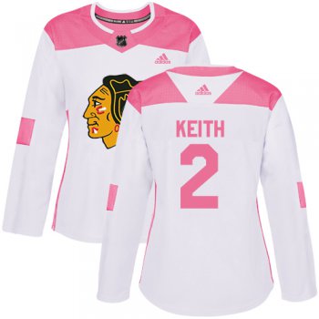 Adidas Chicago Blackhawks #2 Duncan Keith White Pink Authentic Fashion Women's Stitched NHL Jersey
