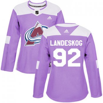 Adidas Colorado Avalanche #92 Gabriel Landeskog Purple Authentic Fights Cancer Women's Stitched NHL Jersey