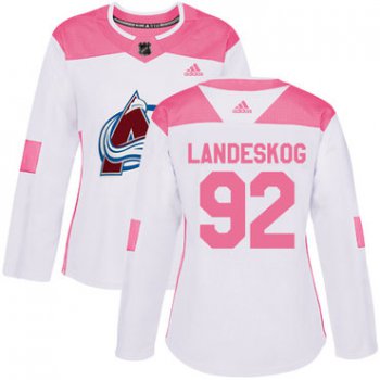 Adidas Colorado Avalanche #92 Gabriel Landeskog White Pink Authentic Fashion Women's Stitched NHL Jersey