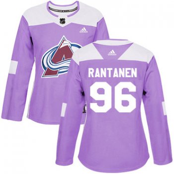 Adidas Colorado Avalanche #96 Mikko Rantanen Purple Authentic Fights Cancer Women's Stitched NHL Jersey
