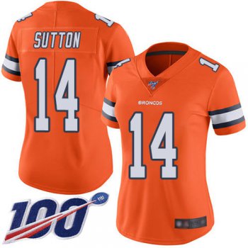 Nike Broncos #14 Courtland Sutton Orange Women's Stitched NFL Limited Rush 100th Season Jersey