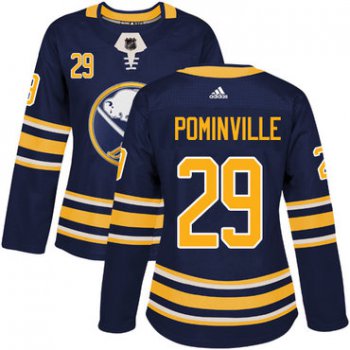 Adidas Buffalo Sabres #29 Jason Pominville Navy Blue Home Authentic Women's Stitched NHL Jersey