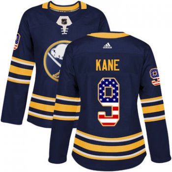 Adidas Buffalo Sabres #9 Evander Kane Navy Blue Home Authentic USA Flag Women's Stitched NHL Jersey