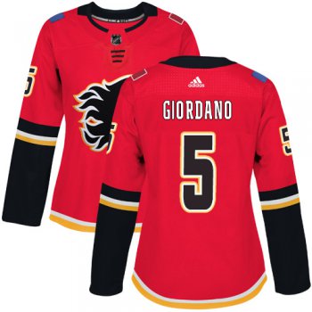 Adidas Calgary Flames #5 Mark Giordano Red Home Authentic Women's Stitched NHL Jersey