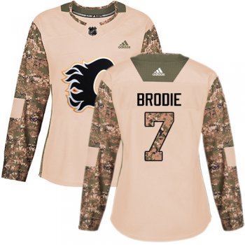 Adidas Calgary Flames #7 TJ Brodie Camo Authentic 2017 Veterans Day Women's Stitched NHL Jersey