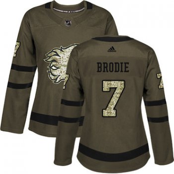 Adidas Calgary Flames #7 TJ Brodie Green Salute to Service Women's Stitched NHL Jersey