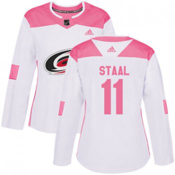 Adidas Carolina Hurricanes #11 Jordan Staal White Pink Authentic Fashion Women's Stitched NHL Jersey