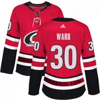 Adidas Carolina Hurricanes #30 Cam Ward Red Home Authentic Women's Stitched NHL Jersey