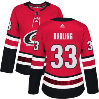 Adidas Carolina Hurricanes #33 Scott Darling Red Home Authentic Women's Stitched NHL Jersey