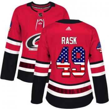 Adidas Carolina Hurricanes #49 Victor Rask Red Home Authentic USA Flag Women's Stitched NHL Jersey