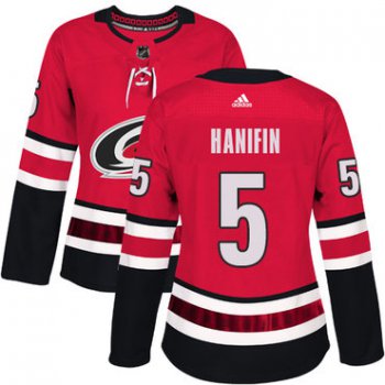 Adidas Carolina Hurricanes #5 Noah Hanifin Red Home Authentic Women's Stitched NHL Jersey