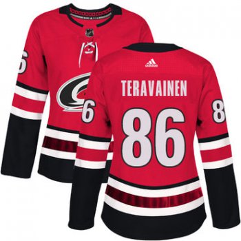 Adidas Carolina Hurricanes #86 Teuvo Teravainen Red Home Authentic Women's Stitched NHL Jersey