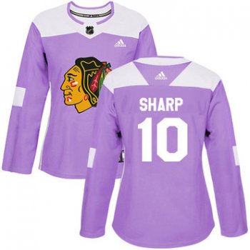 Adidas Chicago Blackhawks #10 Patrick Sharp Purple Authentic Fights Cancer Women's Stitched NHL Jersey