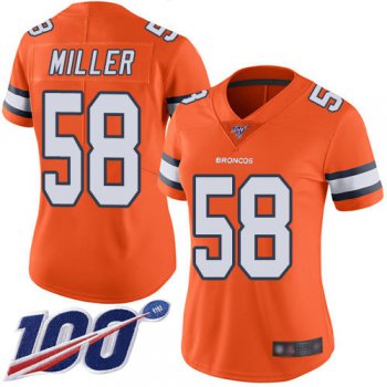 Nike Broncos #58 Von Miller Orange Women's Stitched NFL Limited Rush 100th Season Jersey