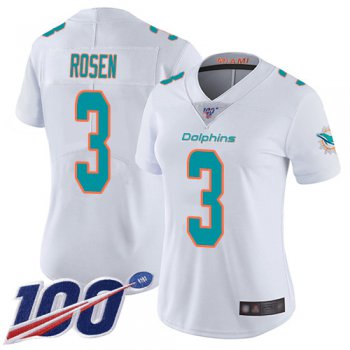 Nike Dolphins #3 Josh Rosen White Women's Stitched NFL 100th Season Vapor Limited Jersey