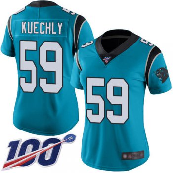 Nike Panthers #59 Luke Kuechly Blue Alternate Women's Stitched NFL 100th Season Vapor Limited Jersey