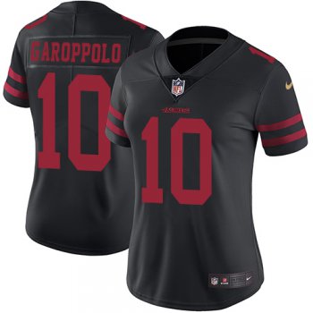 49ers #10 Jimmy Garoppolo Black Alternate Women's Stitched Football Vapor Untouchable Limited Jersey