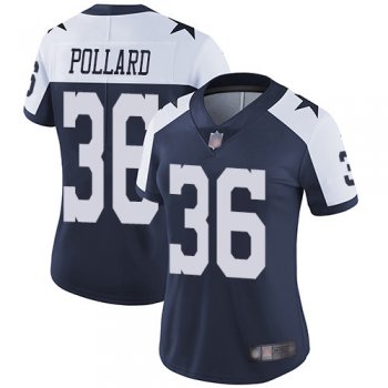 Cowboys #36 Tony Pollard Navy Blue Thanksgiving Women's Stitched Football Vapor Untouchable Limited Throwback Jersey