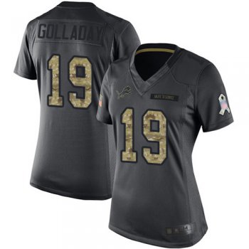 Lions #19 Kenny Golladay Black Women's Stitched Football Limited 2016 Salute to Service Jersey