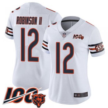 Nike Bears #12 Allen Robinson II White Women's Stitched NFL 100th Season Vapor Limited Jersey