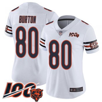 Nike Bears #80 Trey Burton White Women's Stitched NFL 100th Season Vapor Limited Jersey