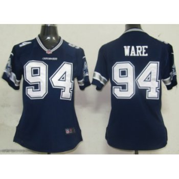 Nike Dallas Cowboys #94 DeMarcus Ware Blue Game Womens Jersey