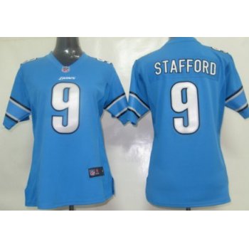 Nike Detroit Lions #9 Matthew Stafford Light Blue Game Womens Jersey
