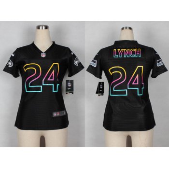 Nike Seattle Seahawks #24 Marshawn Lynch Pro Line Black Fashion Womens Jersey