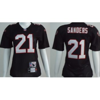Atlanta Falcons #21 Deion Sanders Black Throwback Womens Jersey
